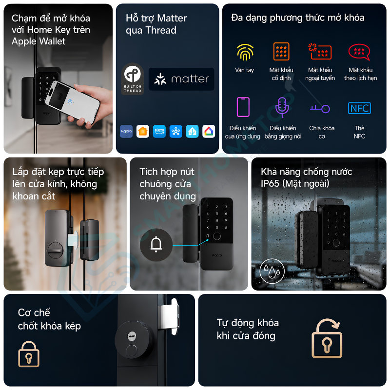 Khoá cửa kính Aqara Smart Glass Door Lock U500