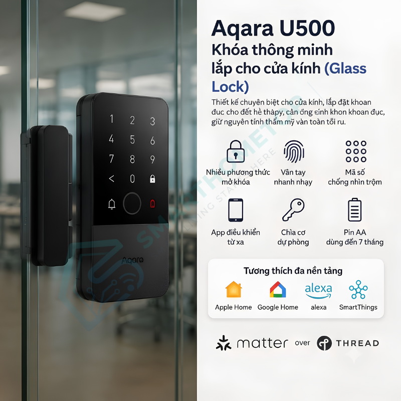 Khoá cửa kính Aqara Smart Glass Door Lock U500