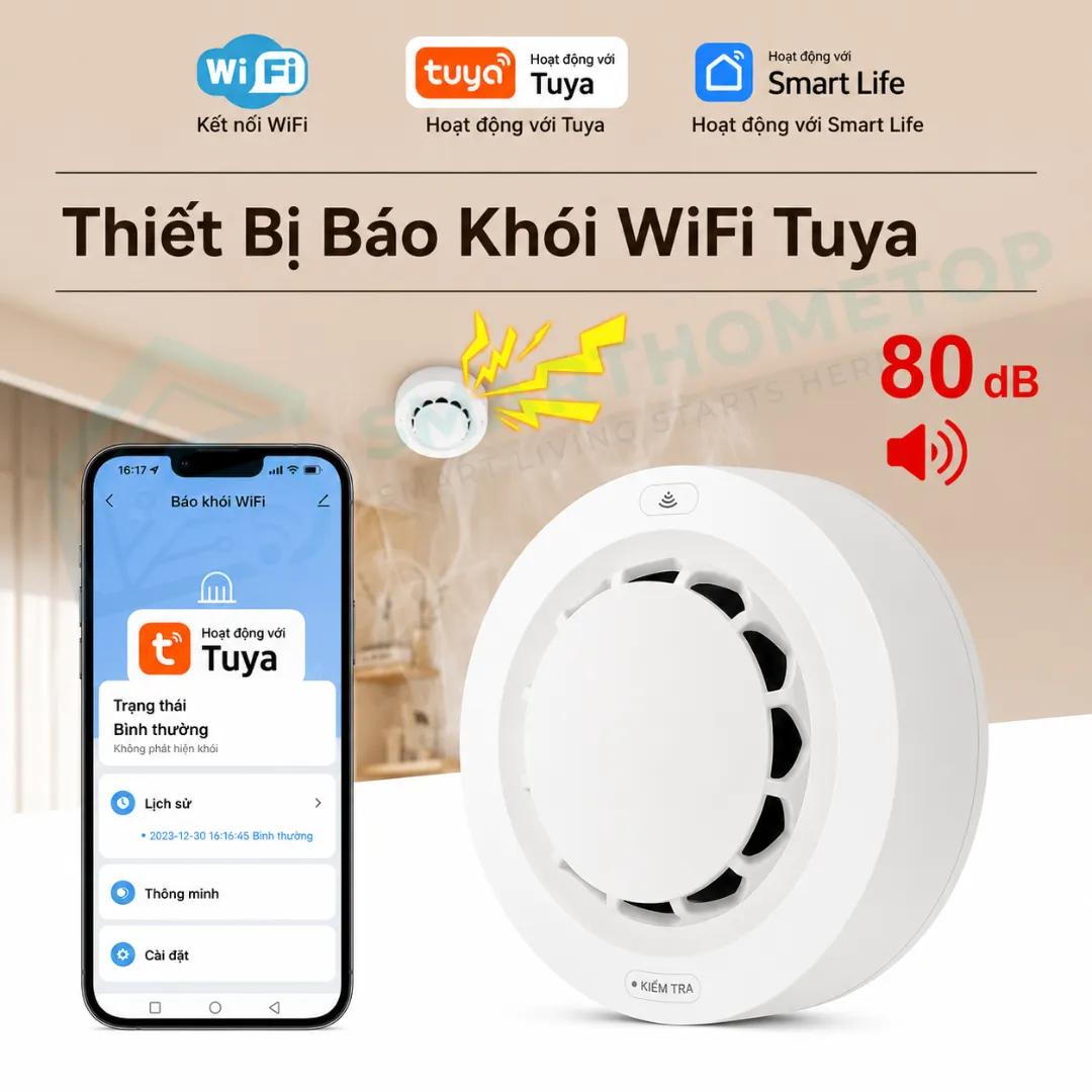 Cảm biến báo khói Tuya WiFi