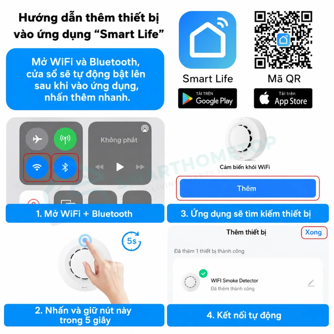 Cảm biến báo khói Tuya WiFi