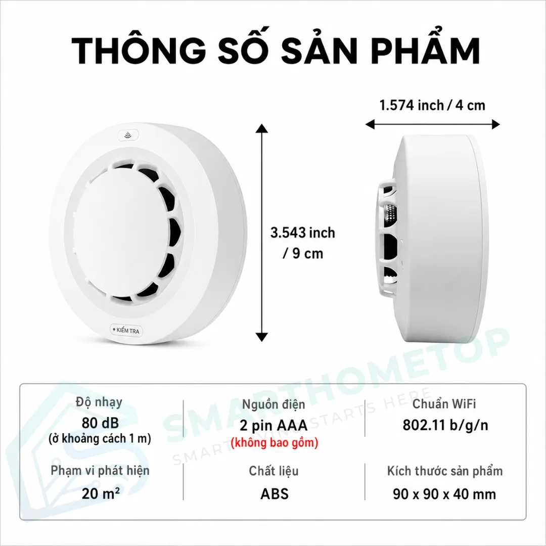 Cảm biến báo khói Tuya WiFi