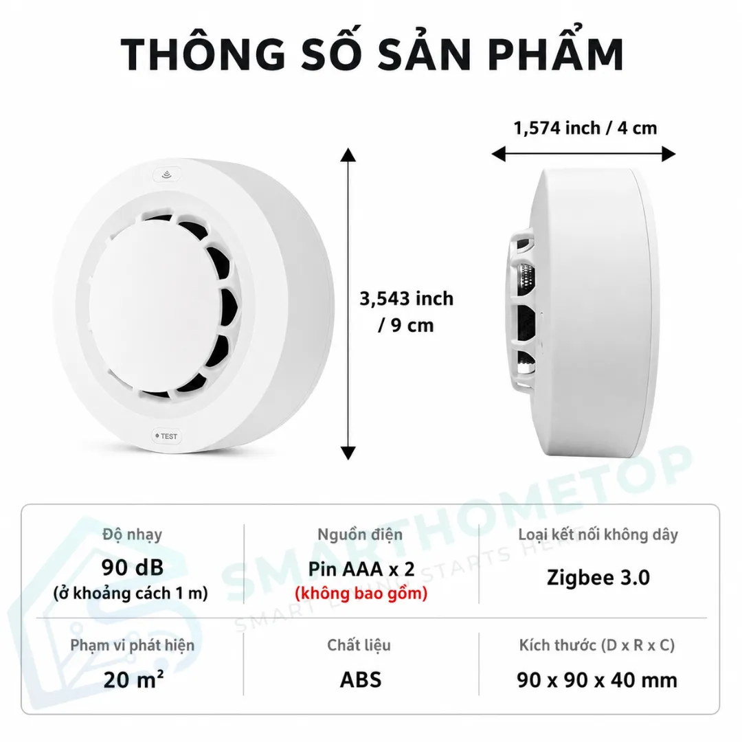 Cảm biến báo khói Tuya Zigbee