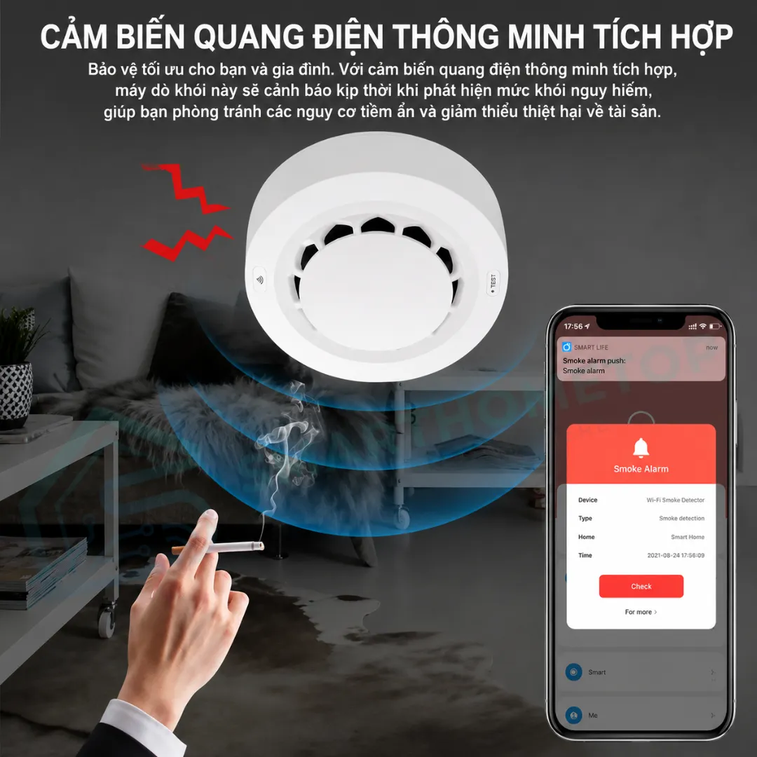 Cảm biến báo khói Tuya Zigbee