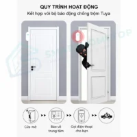 Cảm biến cửa từ có còi hú và đèn chớp Tuya WiFi báo động độc lập