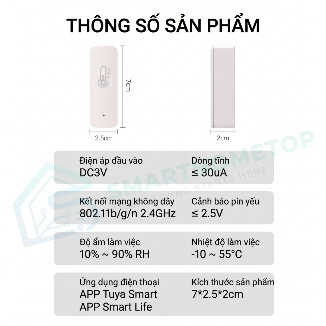 Cảm biến nhiệt độ độ ẩm Tuya WiFi