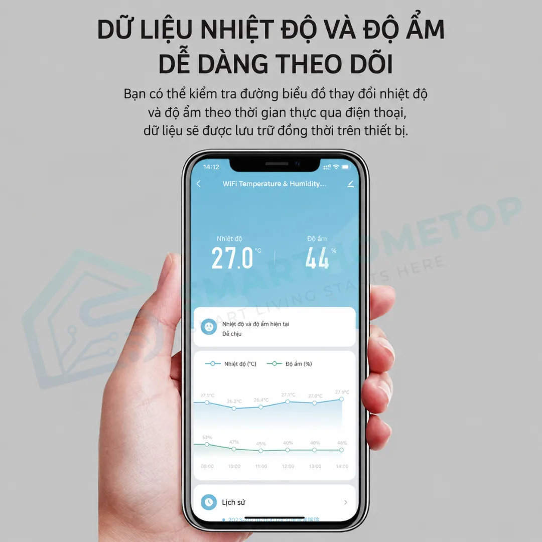 Cảm biến nhiệt độ độ ẩm Tuya WiFi