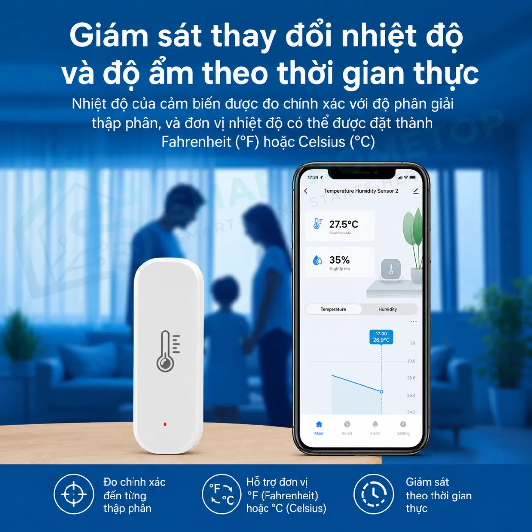 Cảm biến nhiệt độ độ ẩm Tuya Zigbee
