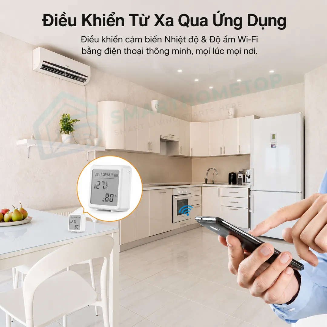 Cảm Biến Nhiệt Độ Và Độ Ẩm Tuya WiFi Có Màn Hình LCD