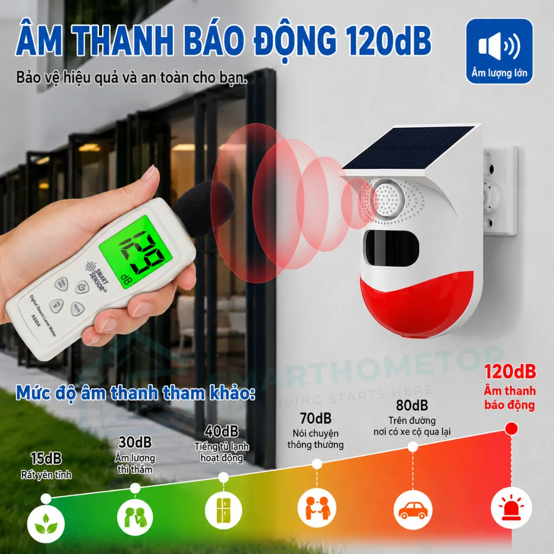 Còi hú năng lượng mặt trời Tuya WiFi