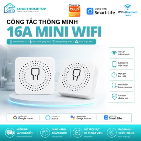 Công tắc thông minh Tuya 16A MINI WiFi Smart Switch điều khiển thiết bị từ xa bằng điện thoại