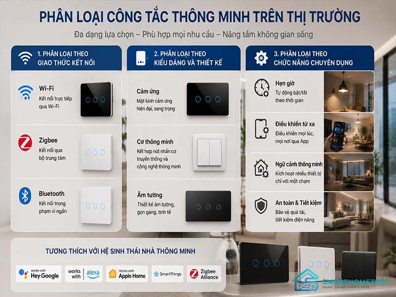 Phân Loại Các Loại Công Tắc Thông Minh Trên Thị Trường