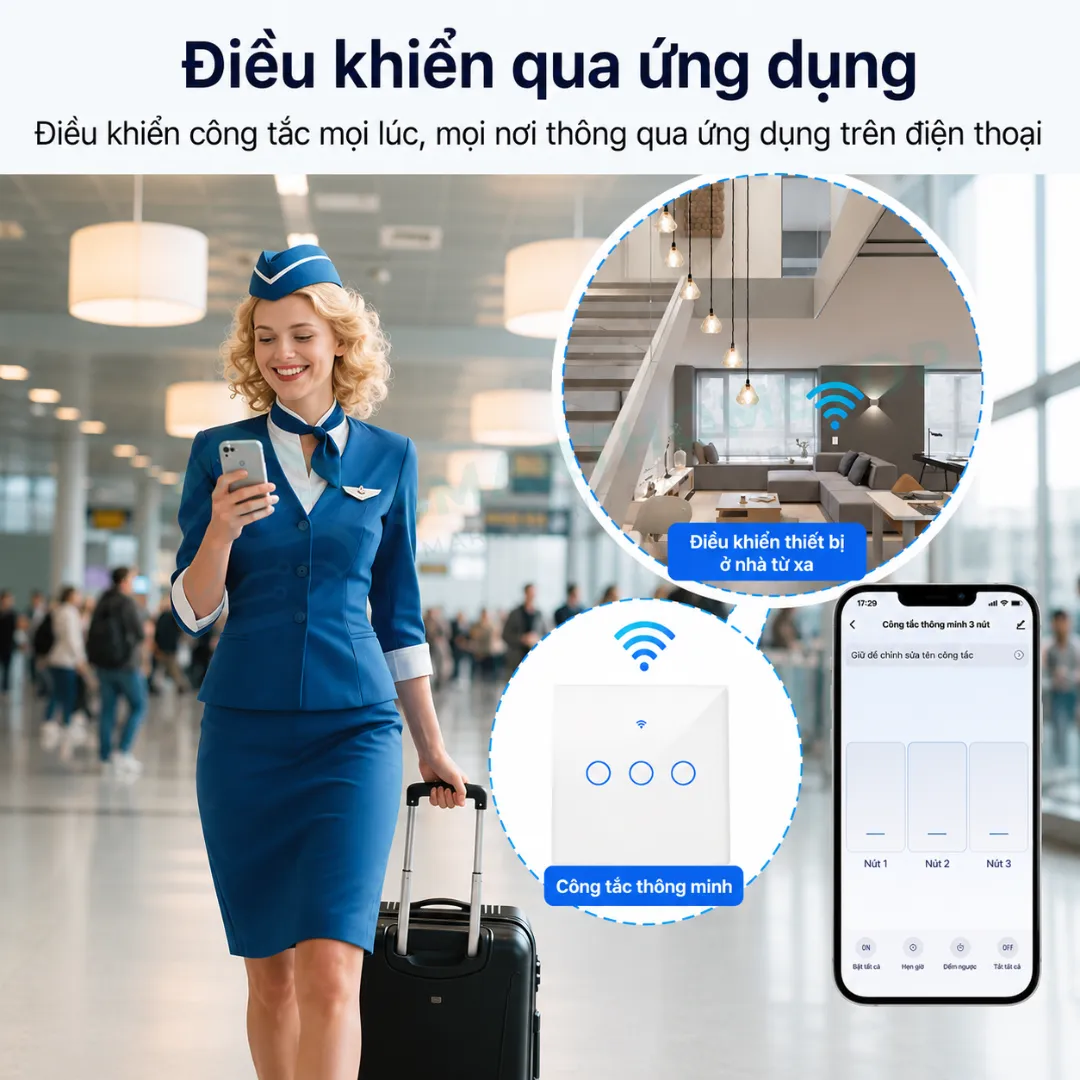Công tắc thông minh Tuya WiFi hình vuông