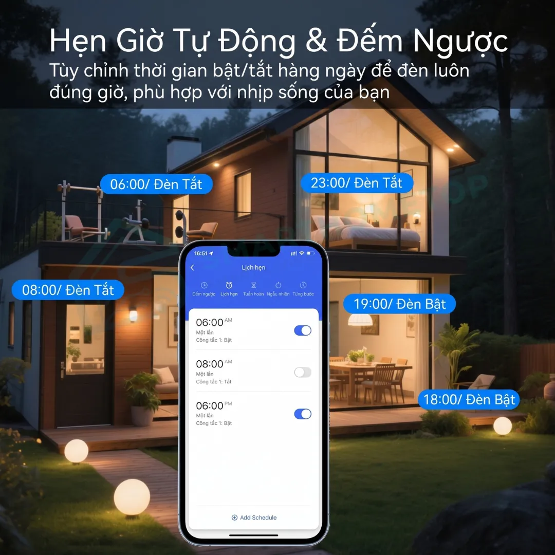 Công tắc thông minh Tuya WiFi hình vuông