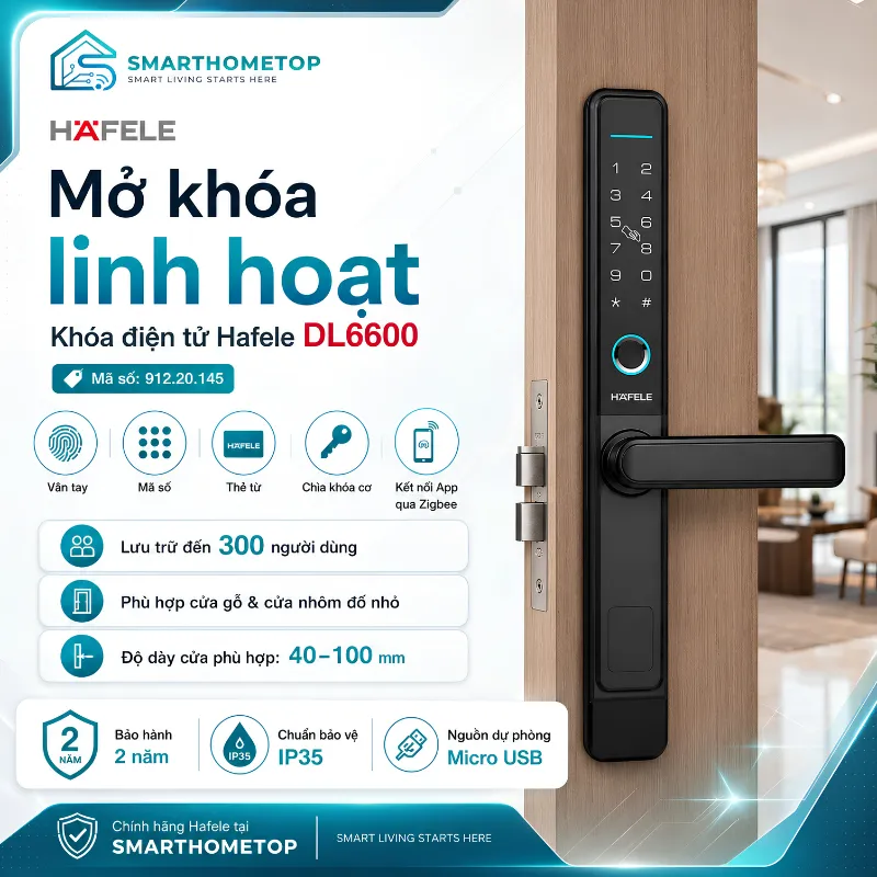 Khóa điện tử cửa nhôm Hafele DL6600