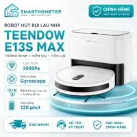 Robot Hút Bụi Lau Nhà Thông Minh Teendow E13S Max Tự Động Đổ Rác, Lực Hút 3000Pa