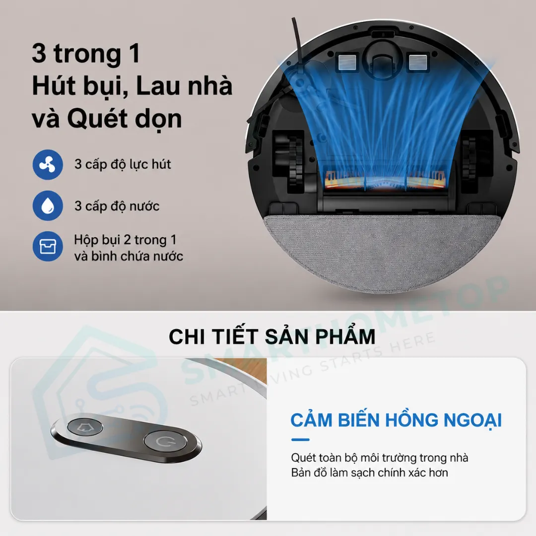 Robot hút bụi lau nhà thông minh Teendow E13S Max