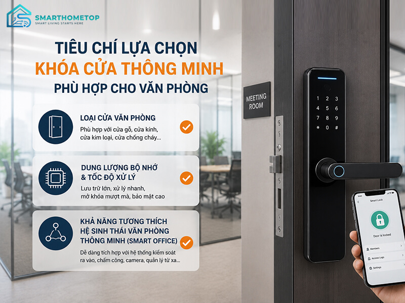 Tiêu chí lựa chọn khóa cửa thông minh phù hợp cho văn phòng