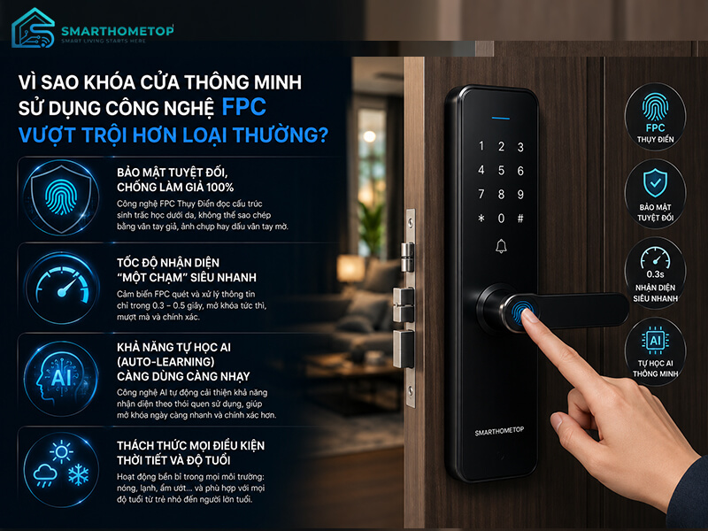 Vì sao khóa cửa thông minh sử dụng công nghệ FPC vượt trội hơn loại thường?