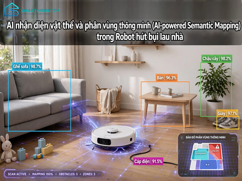 AI nhận diện vật thể và phân vùng thông minh (AI-powered Semantic Mapping)