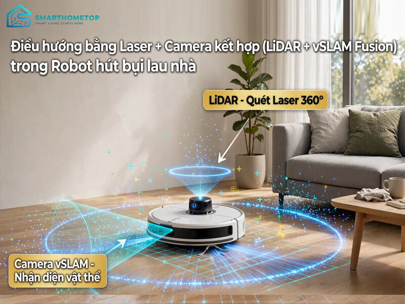 Điều hướng bằng Laser + Camera kết hợp (LiDAR + vSLAM Fusion)