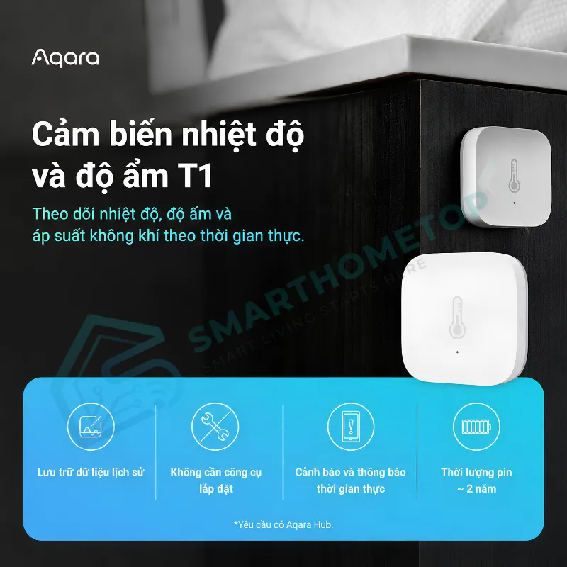 Cảm Biến Nhiệt Độ - Độ Ẩm - Áp Suất Aqara T1
