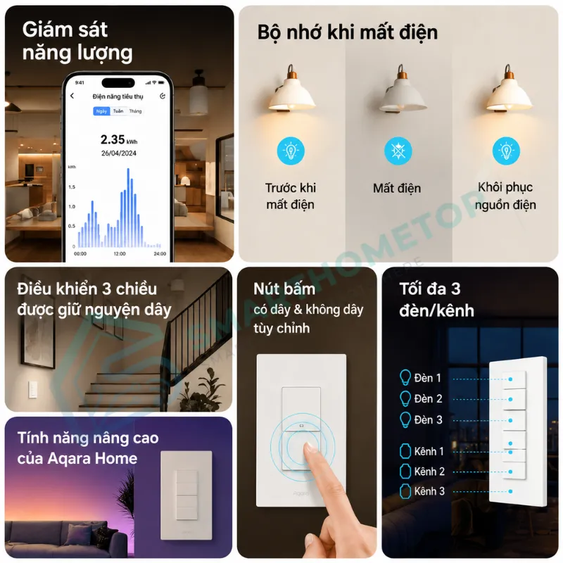 Công Tắc Thông Minh Tích Hợp Cảm Biến Hiện Diện Aqara H2 US Presence