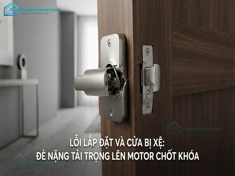 Lỗi lắp đặt và cửa bị xệ: Đè nặng tải trọng lên motor chốt khóa