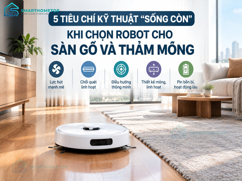 5 tiêu chí kỹ thuật "sống còn" khi chọn robot cho sàn gỗ và thảm mỏng